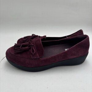 Fitflop Women’s 8 Deep Plum Tassel Bow Sneakerloafer